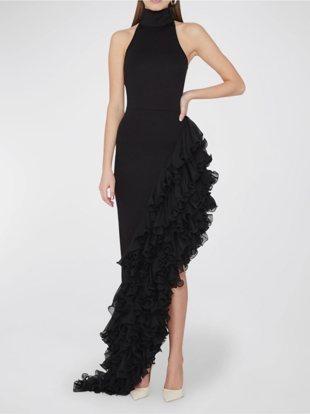 Rotate Birger Christensen
Asymmetric Ruffle Maxi Dress Black Large